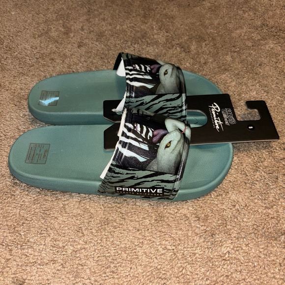 Primitive x Naruto Serpent Slides Sage Green‎ Anime Mens Size 8 - Picture 4 of 7